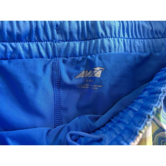 Avia Running Shorts Sz Small 4-6 Biker Short Liner Blue Swirls Zippered Pocket - Picture 4 of 8